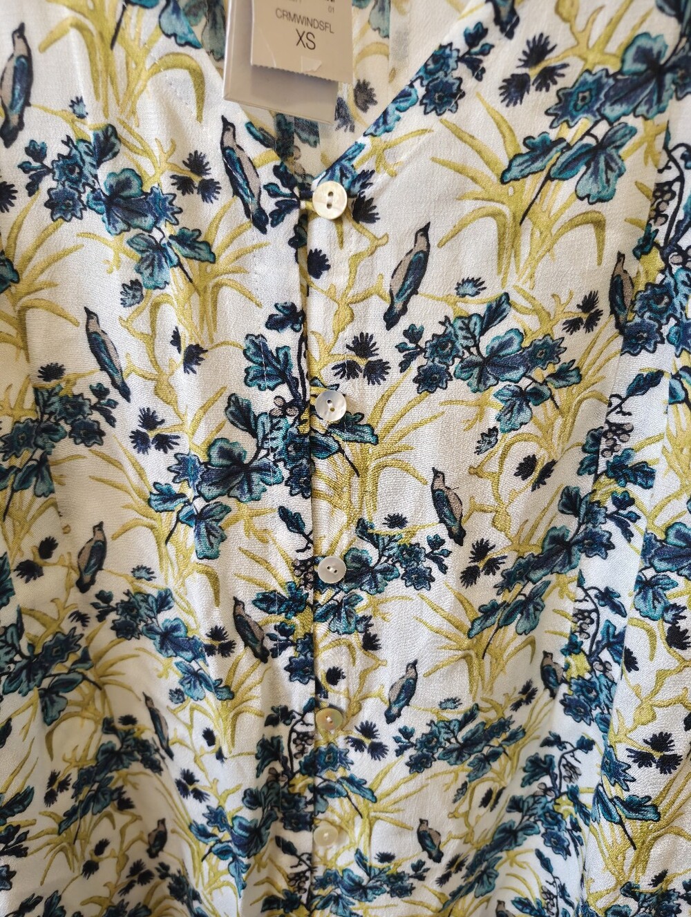 NWT J.Jill Women's Floral Bird Print Button Front Blouse Long Sleeve Size XS - Picture 3 of 7